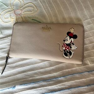 Kate Spade Beige Wallet with Mickey Mouse Design
